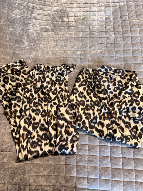 Victoria's Secret Other - Victoria's Secret Leopard Print Satin Pajama Set - Black, Brown, Cream